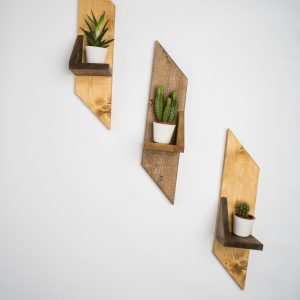 Set 3 rafturi pentru ghivece Got Wood alun/palisandru