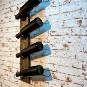 Suport pentru sticle de vin in stil industrial Avalon wenge/negru