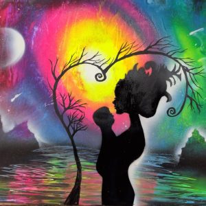 Tablou spray paint, Pure Love, fluorescent 29.7x42 cm