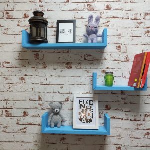 Set 3 rafturi de perete camera copil Mumbai bleu