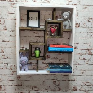 Raft de perete din lemn, Ghent alb/palisandru