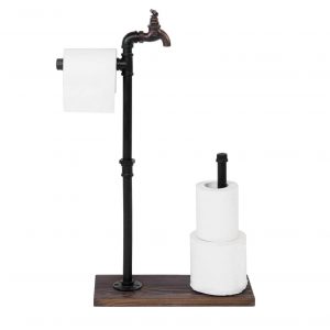 Suport hartie igienica in stil industrial, Ludlow, negru/palisandru
