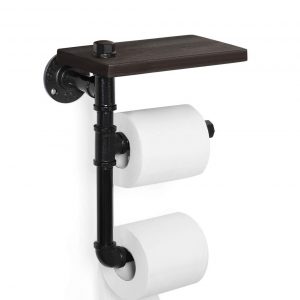 Suport hartie igienica in stil industrial, Kington, negru/palisandru