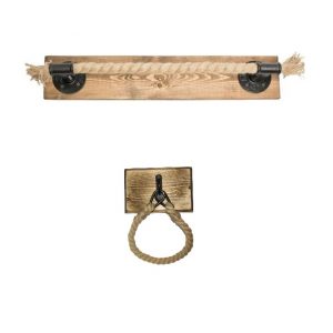 Set accesorii baie in stil industrial, portprosop si suport hartie igienica, Minneapolis, palisandru/negru