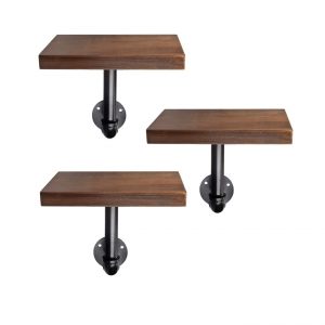 Set 3 rafturi in stil industrial, Ipswich, negru palisandru