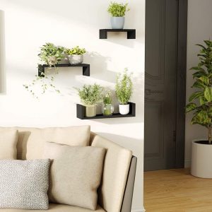 Set 3 rafturi de perete camera copil, Mumbai, Negru