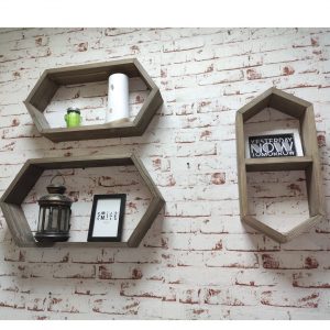 Set 3 rafturi din lemn, Madison, palisandru