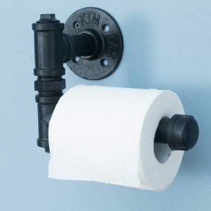 Suport hartie igienica in stil industrial, Luton, negru