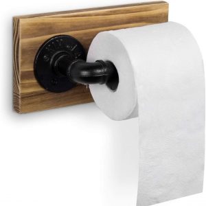 Suport hartie igienica in stil industrial, Colchester, negru/palisandru