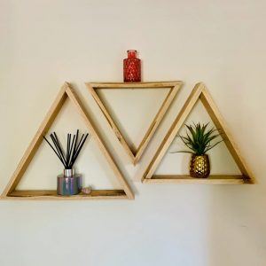 Set trei rafturi de perete, Capetown, lemn natur, 34.5 x 30 x 9.5, 27.5 x 24 x 9.5, 20.5 x 18 x 9.5 cm