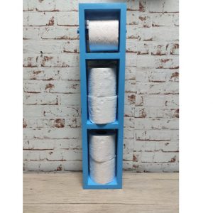 Suport hartie igienica, cu prindere in perete, Munich, 15 x 60.2 x 11.4 cm, bleu