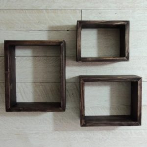 Set trei rafturi dreptunghiulare din lemn, Bangor, 40x30x9.4, 36x26x9.4, 32x22x9.4 cm, palisandru