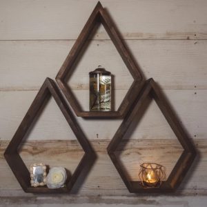 Set 3 rafturi de perete lacrima, Piazolla, 22x43x9.4 cm, palisandru