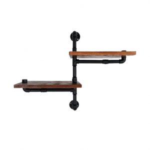 Raft de perete in stil indutrial, Leeds, 55x50x20 cm, palisandru