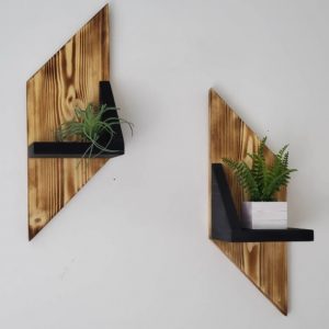 Set 2 rafturi de perete, Graz, 11.4x40x9.4 cm, negru/natur