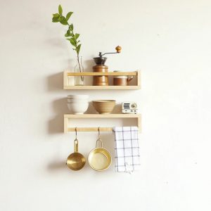 Set 2 rafturi din lemn, Tucson, 40x10x9.4 cm, natur