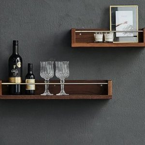 Set 2 rafturi de perete, Presov, 60 x 12 x 10 / 40 x 12 x 10 cm, nuc