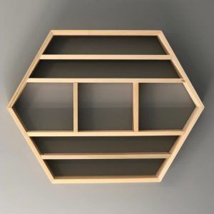 Raft de perete din lemn, HexWood 3, 55x50x9.4 cm, natur