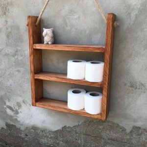 Raft de perete pentru baie, Ebiswald, 40x50x9.4 cm, palisandru