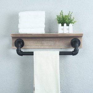 Raft de baie cu protprosop, Galaxy Wood, 40x20x20 cm, nuc/negru