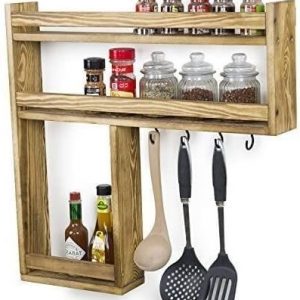 Raft de condimente pentru bucatarie, Steli Wood, 60 x 60 x 9.4 cm, nuc