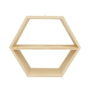 Raft de perete in forma hexagonala, Verdesca, 37.5x32.5x11.4 cm, natur