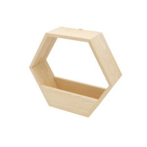 Raft de perete/jardiniera in forma hexagonala, Spineta, 32.5x28x11.4 cm, natur