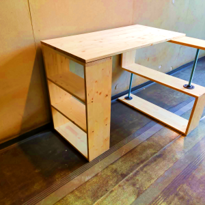 Masa de birou in stil industrial, tip L, Mondo Wood, 120x60x72 cm, natur