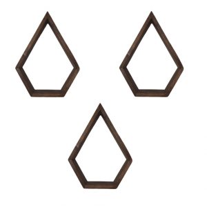 Set 3 rafturi din lemn, Lacrima Wood, 43x24x9.4 cm, nuc