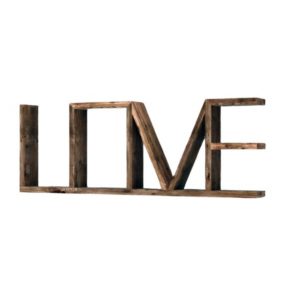 Raft de perete din lemn, Love is in the wood, 75 x 9.4 x 27 cm, nuc