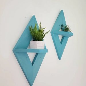 Set 2 rafturi de perete cu prindere ascunsa, Kavala, 30 x 40 x 13 cm, bleu