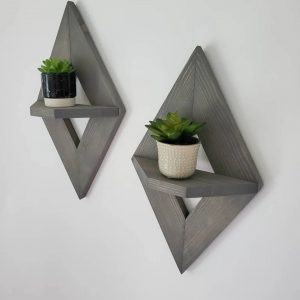 Set 2 rafturi de perete cu prindere ascunsa, Kavala, 30 x 40 x 13 cm, gri