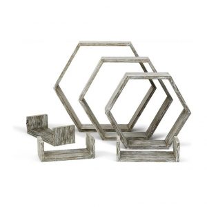 Set 6 rafturi de perete, Montana, 37.5x32.5.9.4 cm, alb/negru