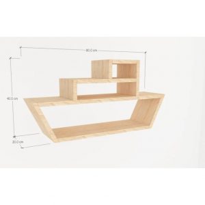 Raft de perete pentru camera copil, Sailor Wood, 80x40x20 cm, natur