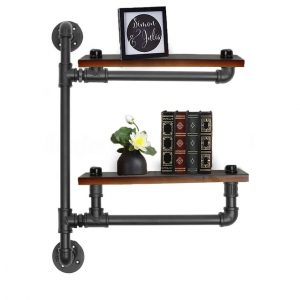 Raft de perete in stil industrial, Colchester, 46x66x20, nuc/negru