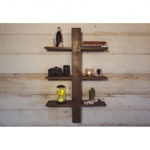 Raft de perete din lemn, Hollabrunn 2, 40x60x15 cm, nuc