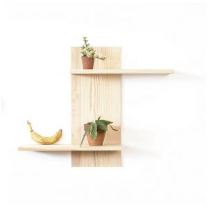 Raft de perete din lemn, Simmering, 60x45x13.2 cm, natur