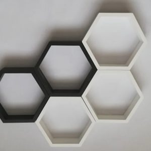 Set 5 rafturi de perete in forma hexagonala, Portland, 32.5x28.9.4 cm