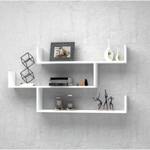 Raft de perete din lemn, Peterborough, 70x40x11.4 cm, alb