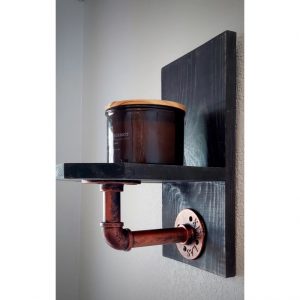 Raft de perete in stil industrial, Pecs, 20x35x25 cm, negru/maro