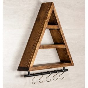 Raft de perete cu agatatori, Riga, 50x43.3x9.4 cm, nuc