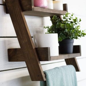 Raft de perete pentru baie , Thermopolis, lemn masiv, 40x40x20 cm, palisandru