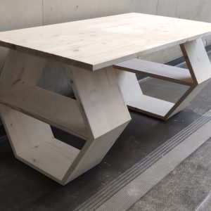 Masuta de cafea din lemn masiv, Hexa Wood, 100x42x40 cm, natur