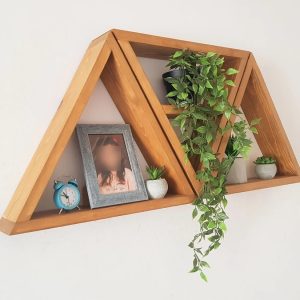 Set trei rafturi de perete, GOT Trigo, nuc, 34.5x30x9.5 cm