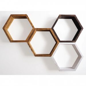 Set 4 rafturi hexagonale, Stekene, 32.5x28x9.4 cm, multicolor