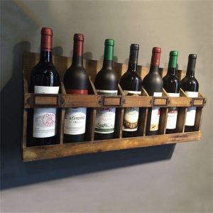 Raft pentru sticle de vin, Wood Bar, 65x27.5x10.5 cm, Nuc