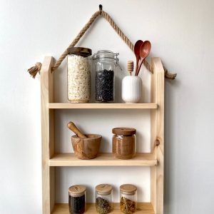 Raft de perete pentru baie, Happy Wood, Natur, 40x60x11.4 cm