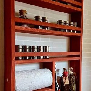 Raft de perete pentru bucatarie, Tek Wood, 80x60x9.4 cm, lemn masiv, cires