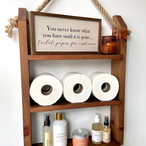 Raft de perete pentru baie, Happy Wood, Nuc, 40x60x11.4 cm