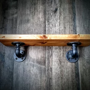 Raft de perete in stil industrial, Gloucester, 60x15x20 cm, negru/natur